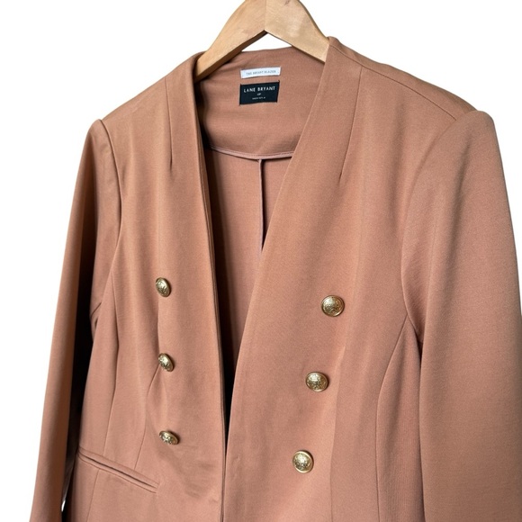 Lane Bryant Women's The Bryant 18P Camel Double Breasted Blazer Suit Jacket - Picture 3 of 10